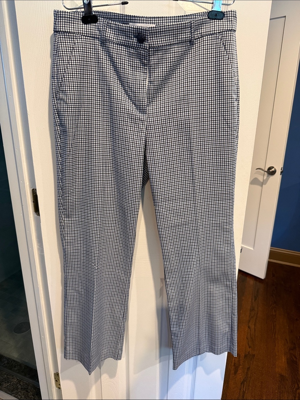LOFT Black and White Micro-Check Trousers